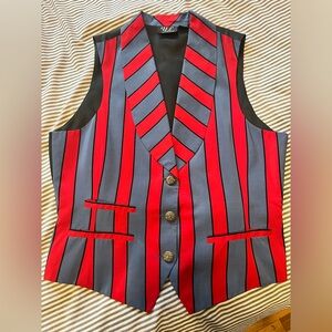 Fun vintage striped vest with gold button detail.